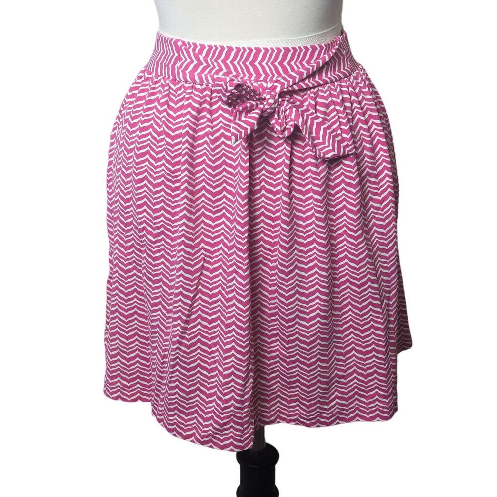 Vineyard Vines Womens Pink & White Skirt Front Tie Stretch Waistband Size Medium
